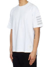 4-Bar Striped Cotton Short Sleeve T-Shirt White - THOM BROWNE - BALAAN 4