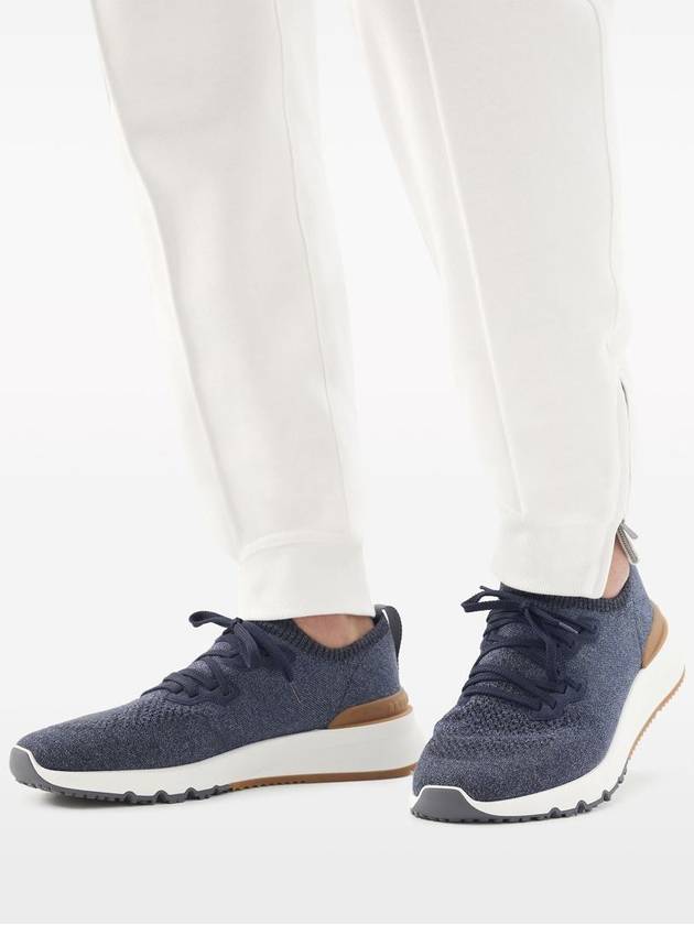 Stretch Knit Low Top Sneakers Blue - BRUNELLO CUCINELLI - BALAAN 6