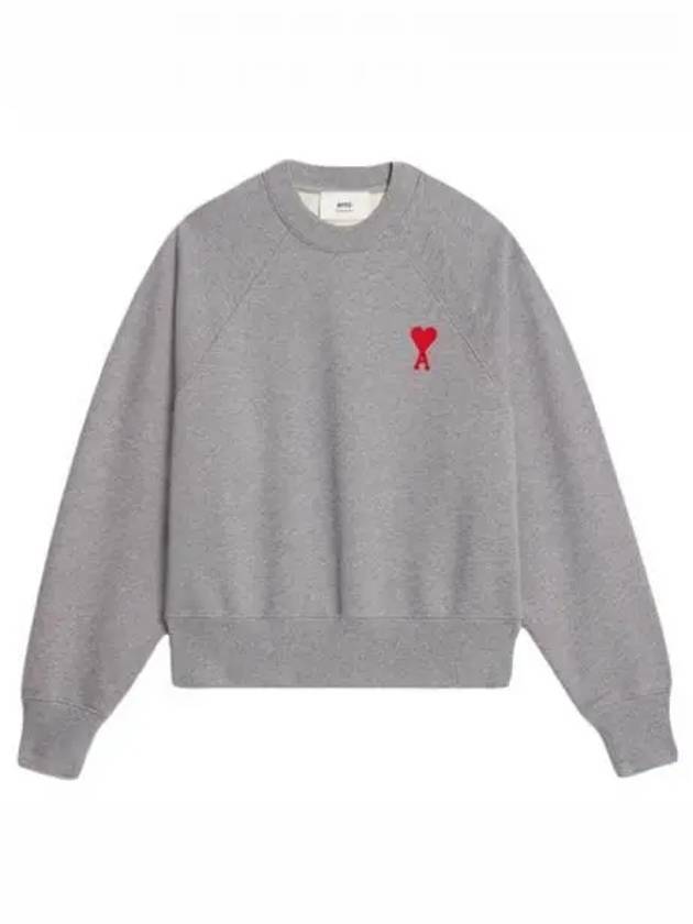 Cotton Heart Logo Sweatshirt Heather Grey - AMI - BALAAN 2