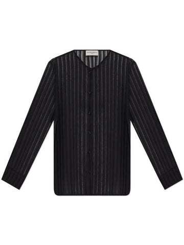 Officine Generale Shirt With Stripe Pattern, Women's, Black - OFFICINE GENERALE - BALAAN 1