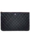 Women s A82552 Cavier Skin Classic COCO Silver Logo Large Clutch - CHANEL - BALAAN 1