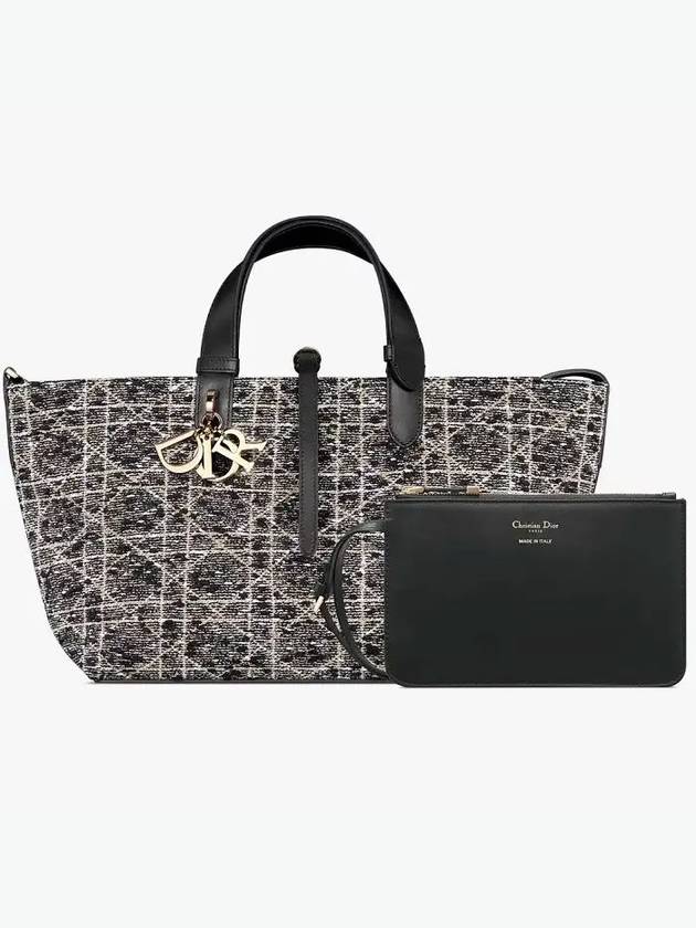 Toujours Cannage Motif Tweed Medium Tote Bag Black - DIOR - BALAAN 6