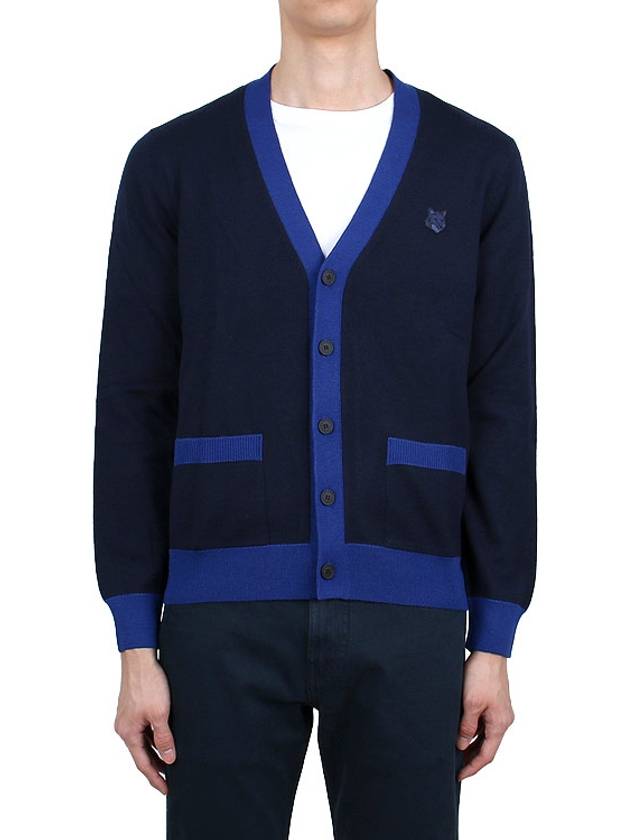 Bold Fox Head Patch Two-Tone Cardigan Ink Blue - MAISON KITSUNE - BALAAN 3