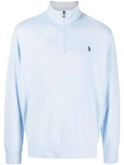 Pony Logo Half Zip Up Sweatshirt Light Blue - POLO RALPH LAUREN - BALAAN 2