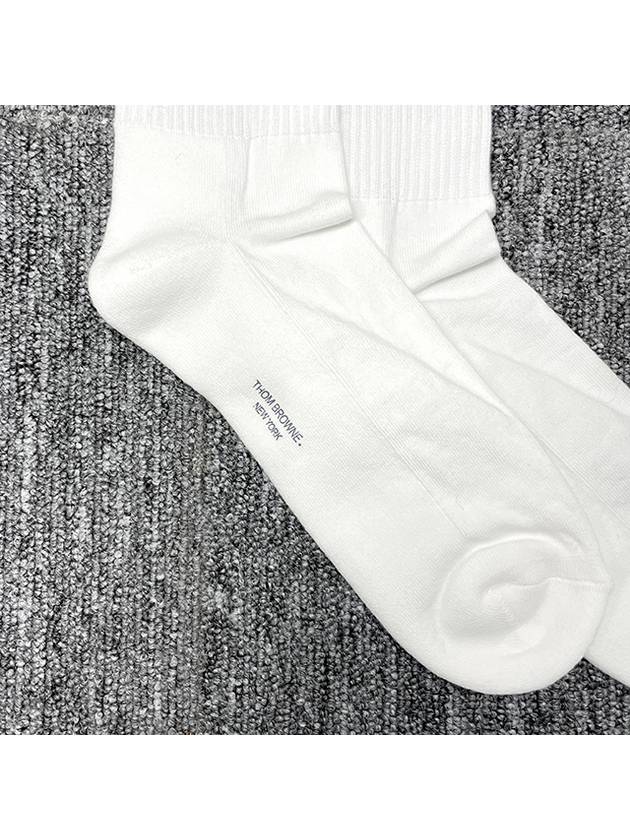 Intarsia Knit Ankle Socks White - THOM BROWNE - BALAAN 6