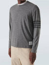 4-Bar Long Sleeve T-Shirt Grey - THOM BROWNE - BALAAN 4