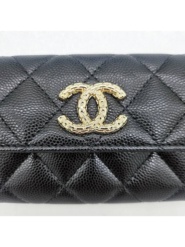 Classic Card Holder Grained Calfskin Gold Metal Black AP4089 - CHANEL - BALAAN 4