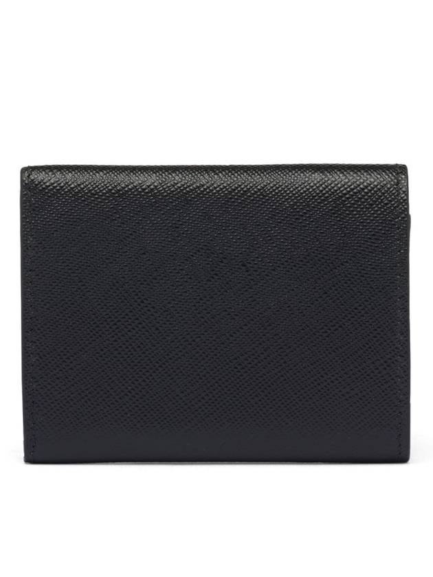 Women's Triangle Logo Saffiano Compact Half Wallet Black - PRADA - BALAAN 3