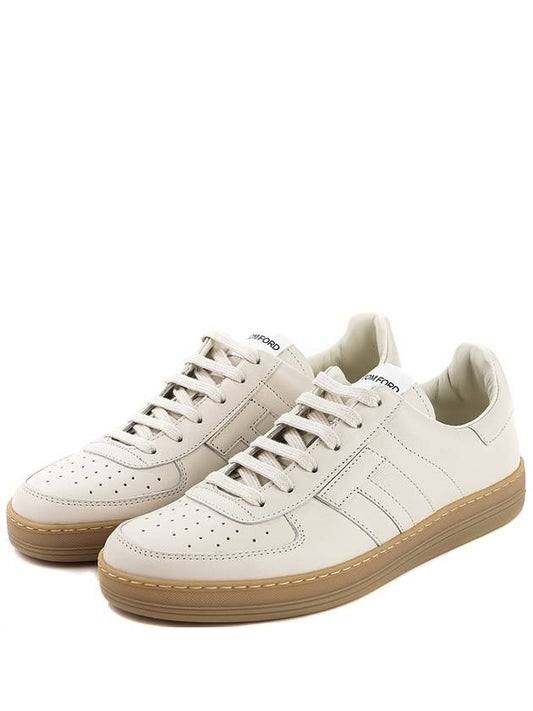 Logo Leather Low-Top Sneakers White - TOM FORD - BALAAN 2