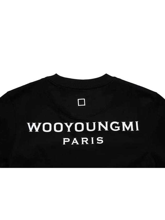 Back Logo Badge Round Cotton Short Sleeve T-Shirt Black - WOOYOUNGMI - BALAAN 7