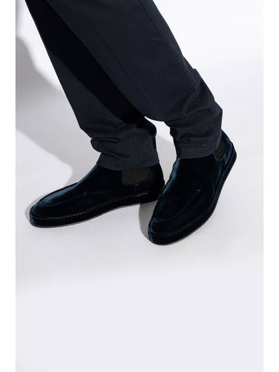 Giorgio Armani Velvet Ankle Boots, Men's, Navy Blue - GIORGIO ARMANI - BALAAN 2