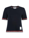 RWB Stripe Cotton Short Sleeve T-Shirt Navy - THOM BROWNE - BALAAN 2