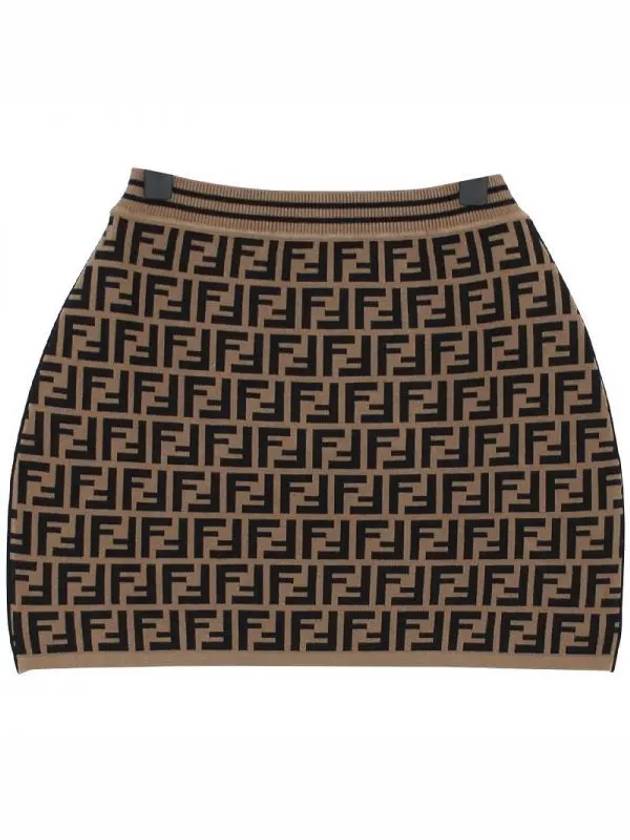 Kids FF All Over Knit Skirt Brown - FENDI - BALAAN 2