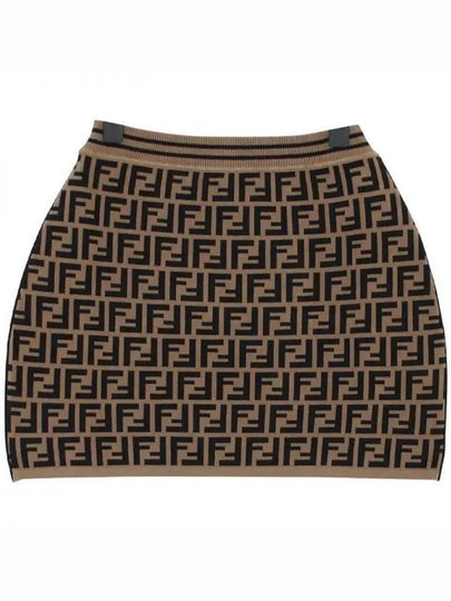 Kids FF All Over Knit Skirt Brown - FENDI - BALAAN 2