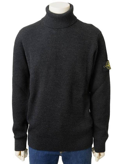 Men's Logo Patch Turtleneck Steel Grey Melange - STONE ISLAND - BALAAN 2