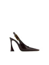 Dune Patent Leather Slingback Heels Marron Glace - SAINT LAURENT - BALAAN 2