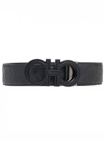 Men's Gancini Reversible Leather Belt Black - SALVATORE FERRAGAMO - BALAAN 2