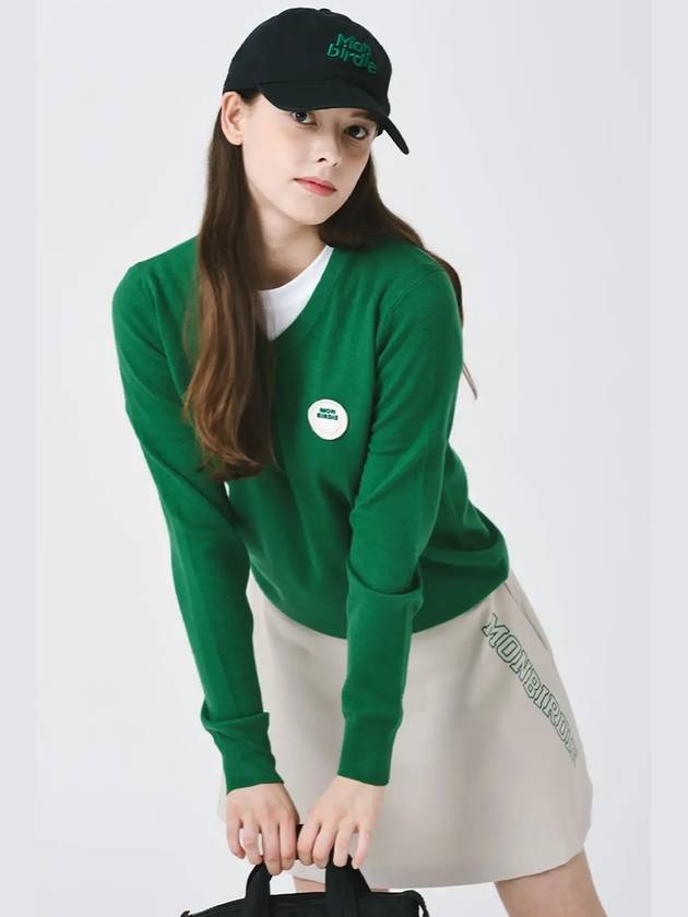 Signature wappen V neck long sleeve knit GREEN - MONBIRDIE GOLF - BALAAN 6