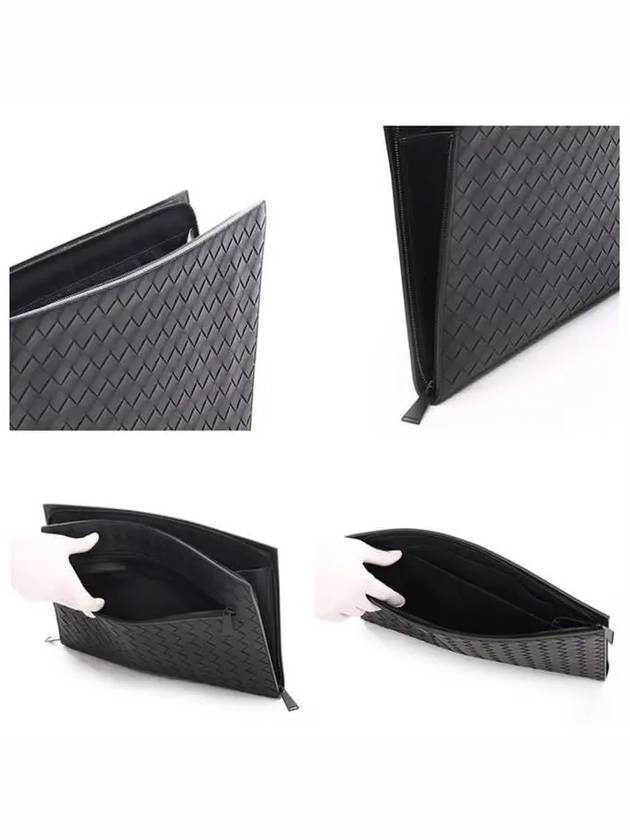 Intrecciato Document Clutch Bag Black - BOTTEGA VENETA - BALAAN 6