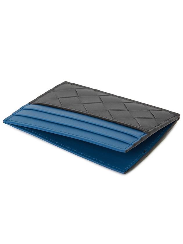 Intrecciato Two-Tone Card Wallet Blue Black - BOTTEGA VENETA - BALAAN 5