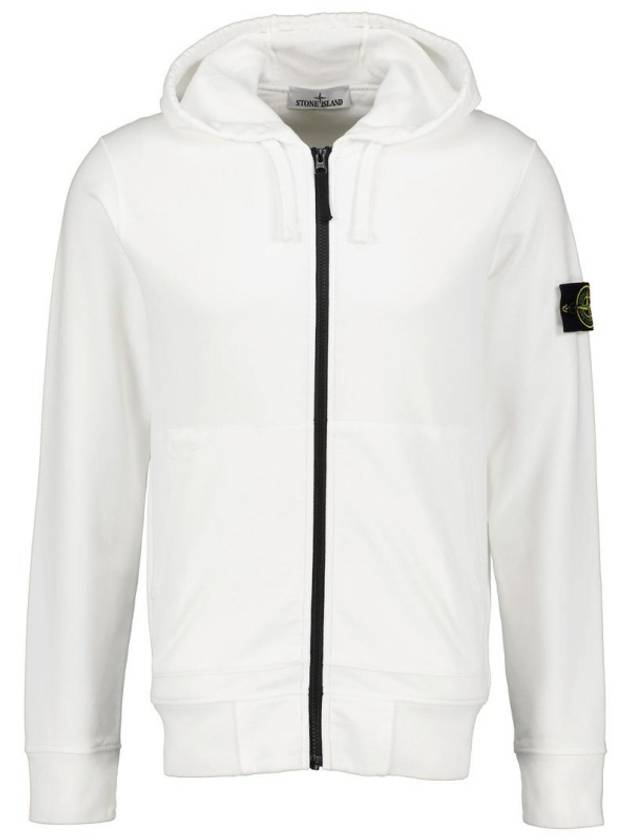 Wappen Patch Cotton Fleece Zip Up Hoodie White - STONE ISLAND - BALAAN 2