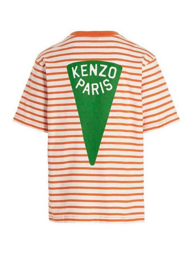 Nautical Stripes Oversized Cotton Short Sleeve T-Shirt Orange - KENZO - BALAAN 3