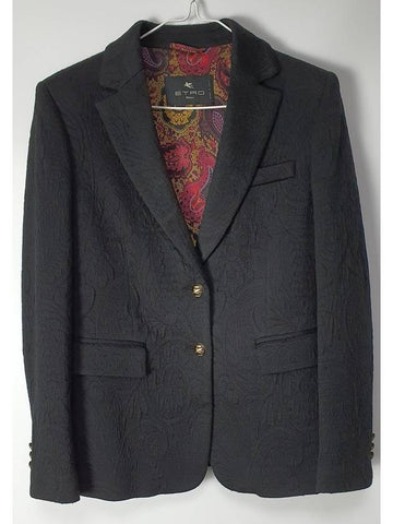 Floral Wool Acrylic Black Blazer Jacket - ETRO - BALAAN 1