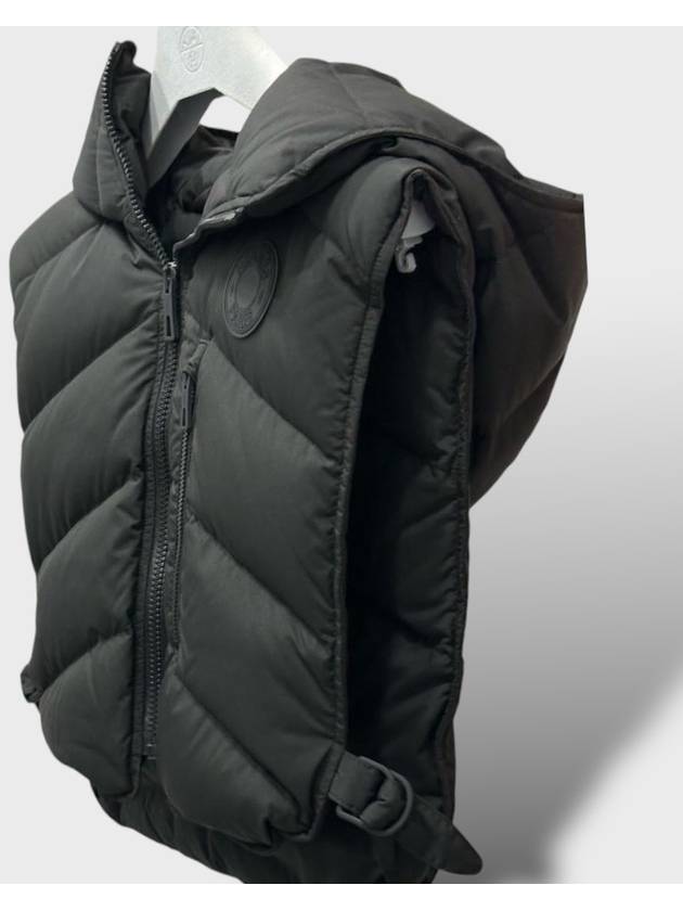 Logo Short Hooded Padded Vest Hoodie Black - HERMES - BALAAN 10