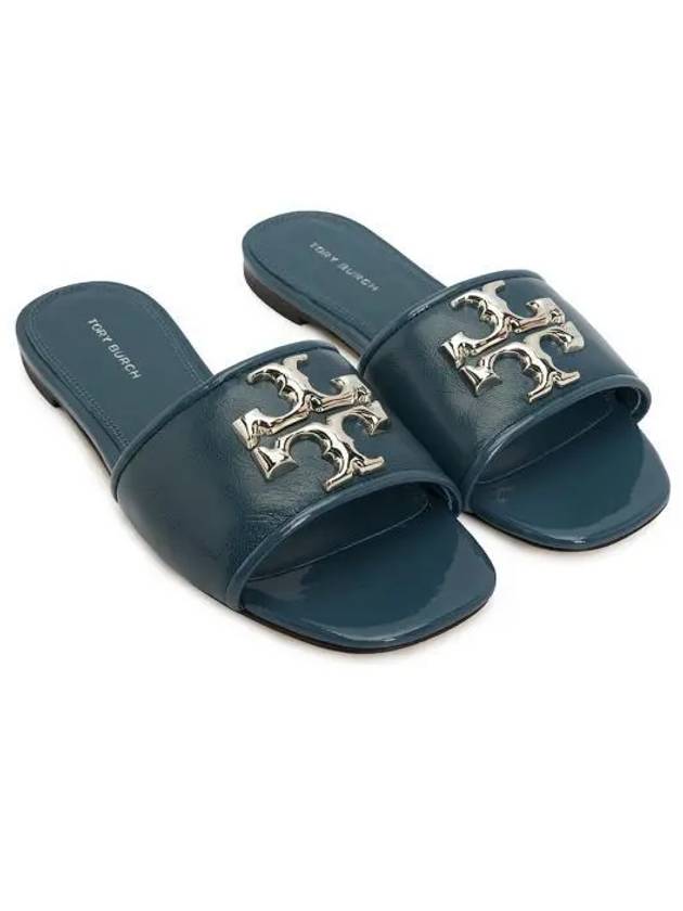 Eleanor Logo Decorated Slide Sandals Blue - TORY BURCH - BALAAN 2