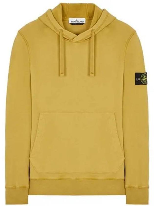 Wappen Patch Brushed Cotton Fleece Hoodie Dark Yellow - STONE ISLAND - BALAAN 2