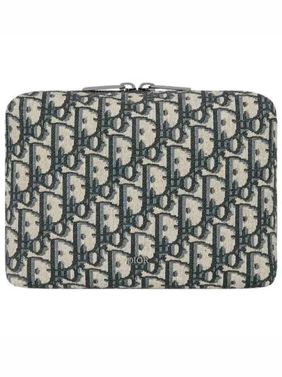 Oblique Jacquard Travel Clutch Bag Black Beige - DIOR - BALAAN 2