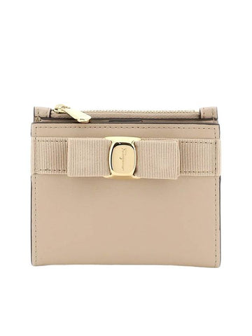 Vara Bow Half Wallet Beige - SALVATORE FERRAGAMO - BALAAN 1