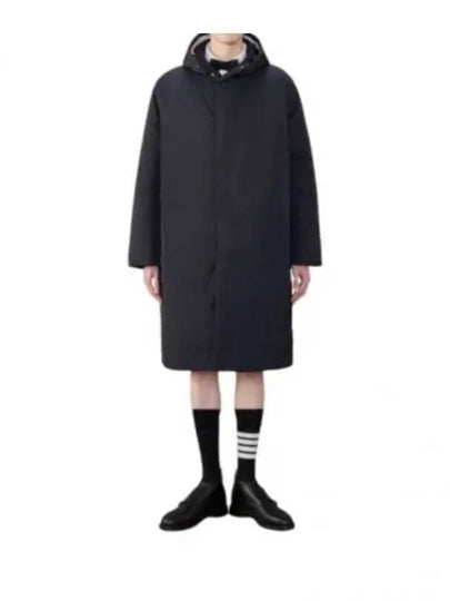 Poly Twill Tech Hooded Down Fill Duffle Coat Black - THOM BROWNE - BALAAN 2