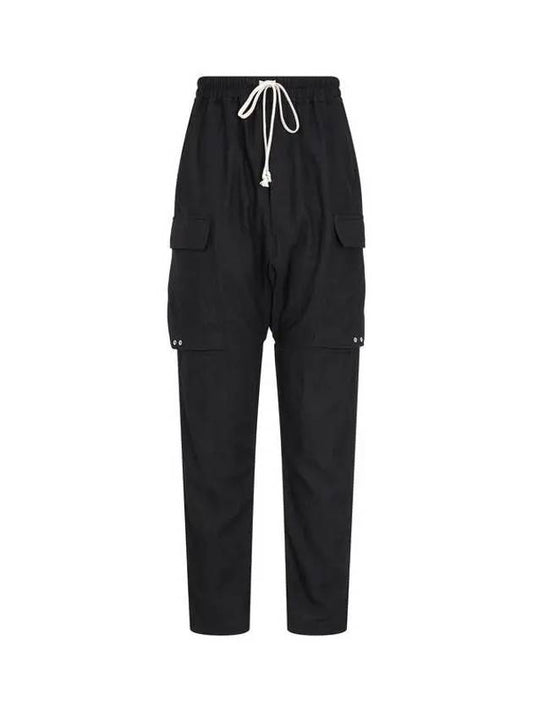 MEN Long Wool Cargo Pants Black 271807 - RICK OWENS - BALAAN 1