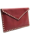 Women s Valentino TVQP56VSH1 Red Calfskin Envelope Gold Rockstud Clutch gt Pouch Gangbuk used luxury goods - VALENTINO - BALAAN 3