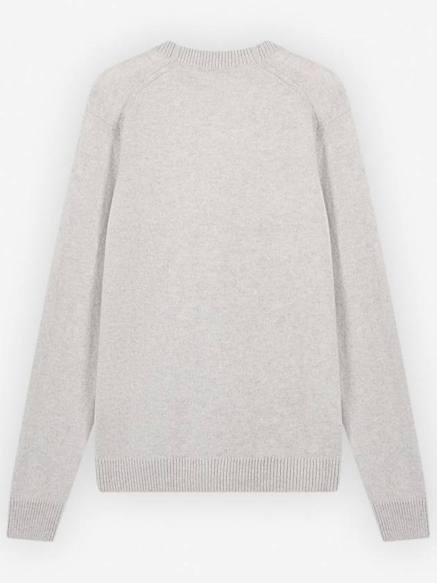 Baby Fox Patch V-neck Cardigan Light Grey - MAISON KITSUNE - BALAAN 3