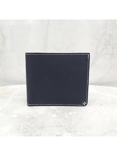 Lux You New Product H Cellier Compact Half Wallet B Engraving Evercolor Blue Nuit - HERMES - BALAAN 1