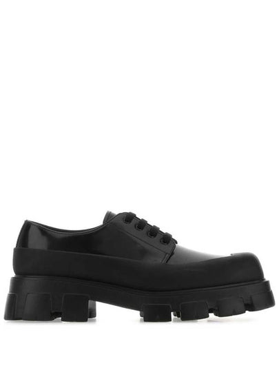 Brushed Lace-Up Leather Derby Black - PRADA - BALAAN 2