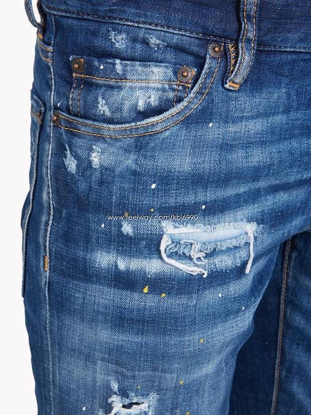 Men's Multidiss Yellow Paint Spot Slim Jeans S71LB0105 - DSQUARED2 - BALAAN 8