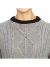 Women's 4 Bar Cable Classic Crew Neck Knit Top Grey - THOM BROWNE - BALAAN 7