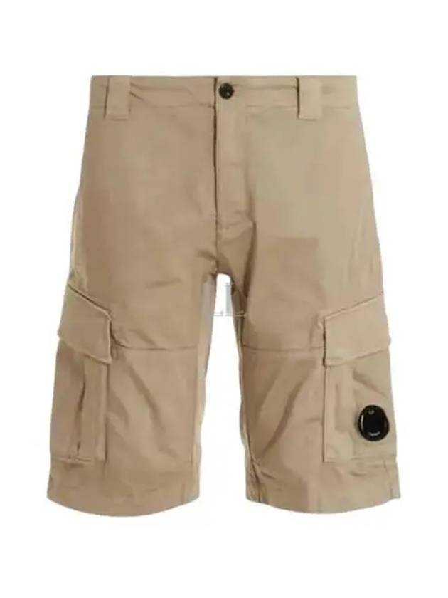 Men's Stretch Satin Lens Cargo Shorts Beige - CP COMPANY - BALAAN 2