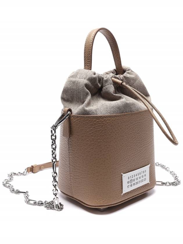 5AC Number Logo Texture Leather Bucket Bag Brown - MAISON MARGIELA - BALAAN 4