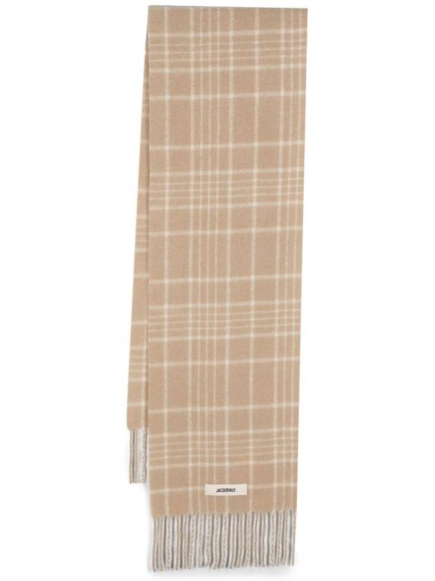 L’echarpe Carro Le Chouchou Jacquard Check Scarf Beige - JACQUEMUS - BALAAN 5