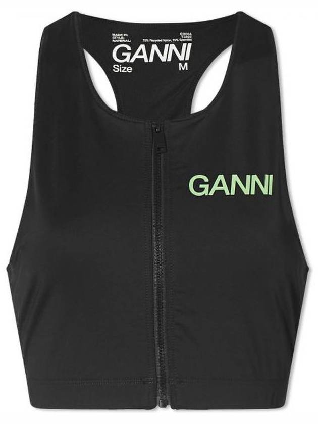 Active Racerback Zipper Sleeveless Black - GANNI - BALAAN 2