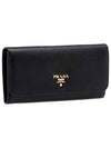 Metal Logo Saffiano Long Wallet Black - PRADA - BALAAN 3