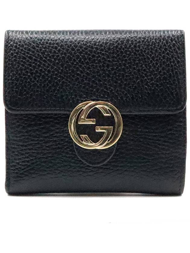 Women s Gucci 615525 Black Leather Interlocking GG Flap Half Wallet gt Gangbuk used luxury goods - GUCCI - BALAAN 2