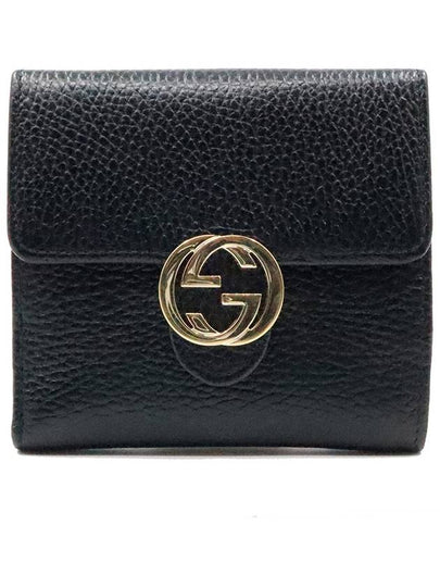 Women s Gucci 615525 Black Leather Interlocking GG Flap Half Wallet gt Gangbuk used luxury goods - GUCCI - BALAAN 2