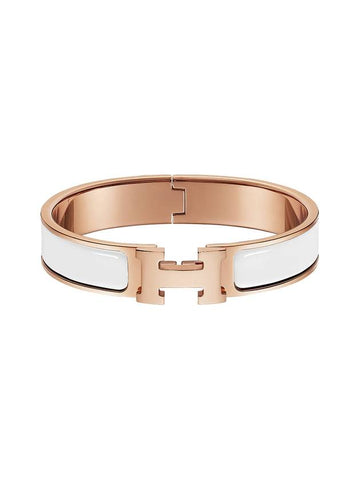 Clic H Bracelet Rose Gold Blanc - HERMES - BALAAN 1