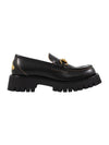 Lug Sole Horsebit Low Heel Loafers Black - GUCCI - BALAAN 1