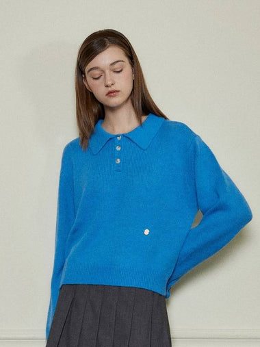 Alpaca Overfit Collar Knit_French Blue - ITER - BALAAN 1